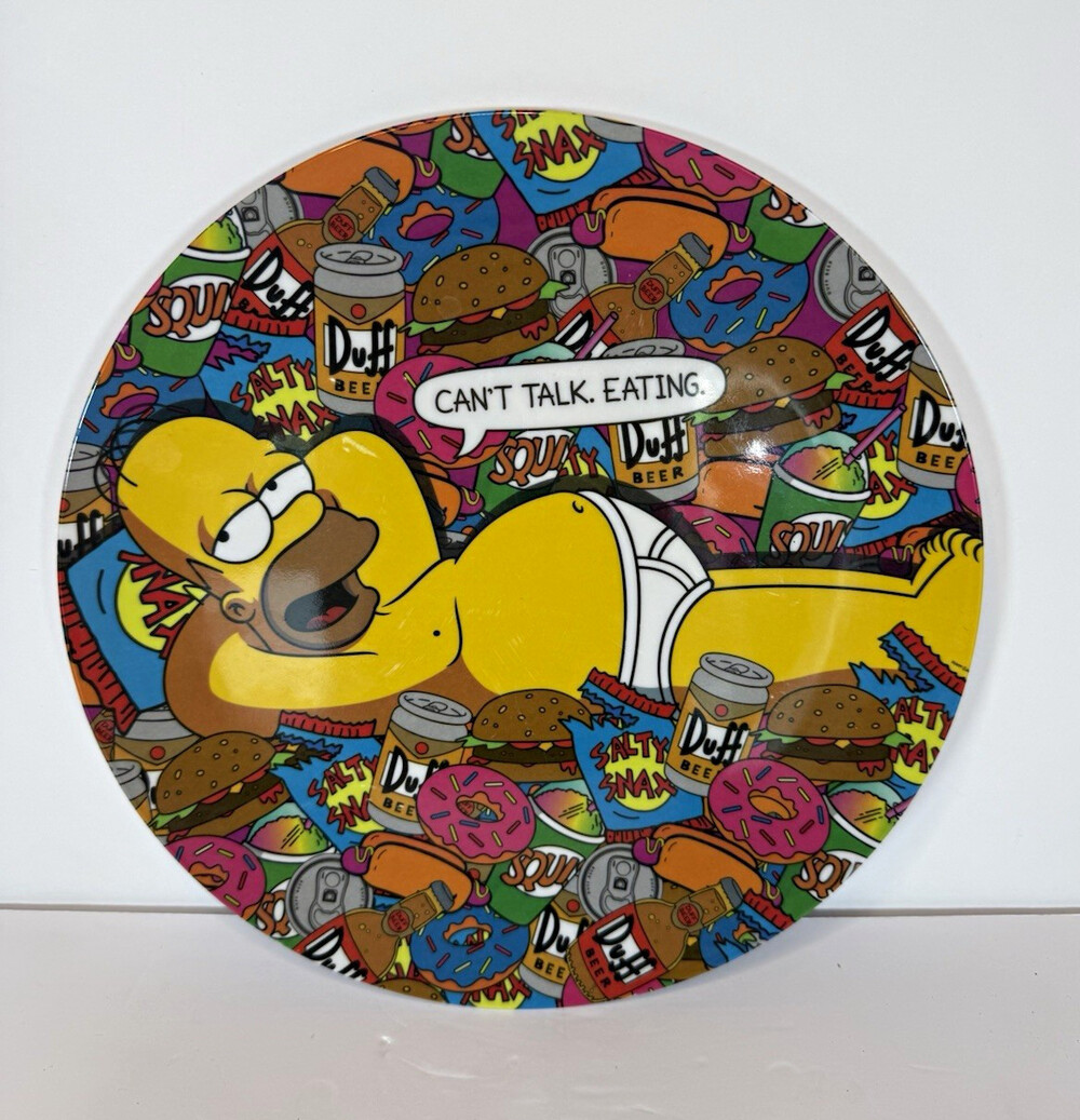 Matt Groening Simpsons Homer Simpson "Can't Talk, Eating" Melamine Plate 10”